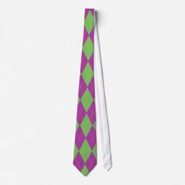 Gravata Argyle roxo & verde (Frente)