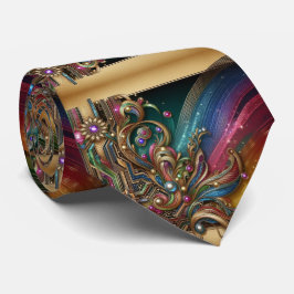 Gravata Art Deco Art Nouveau Rainbow Circuit Board Necktie