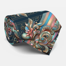 Gravata Art Deco Art Nouveau Rainbow Circuit Board Necktie