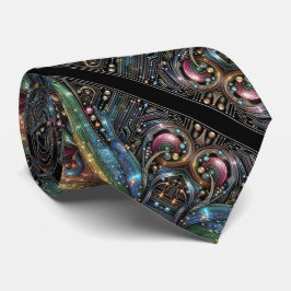 Gravata Art Deco Art Nouveau Rainbow Circuit Board Necktie