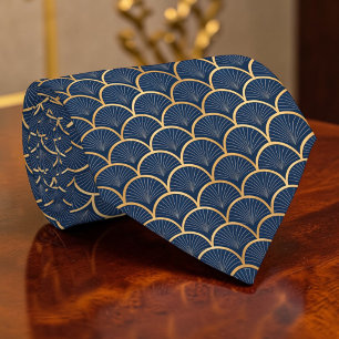 Gravata Art Déco Azul e Dourada Personalizada