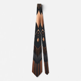 Gravata Art Deco Copper & Silver Geometric Design