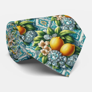 Gravata Art Deco Limão Amalfi Mediterrâneo Diamantes