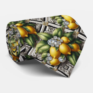 Gravata Art Deco Limão Amalfi Preto e Branco Diamantes