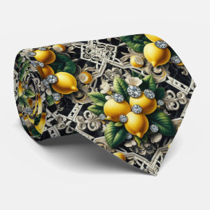 Gravata Art Deco Limão Amalfi Preto e Branco Diamantes