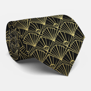 Gravata Art Deco Preto & Dourado