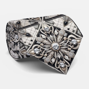 Gravata Art Deco Preto e Branco Diamantes
