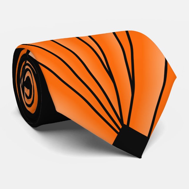 Gravata Art Deco Ventilador Design Orange Neck (Rolled)