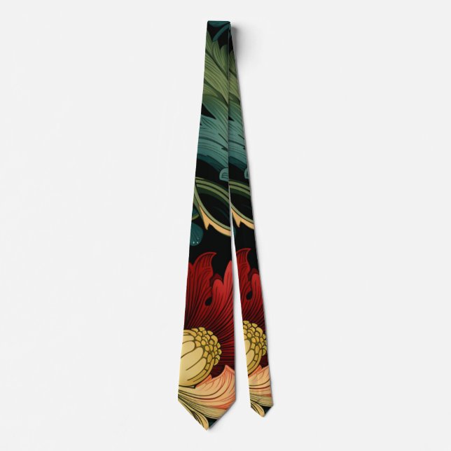 Gravata - Art Nouveau Floral Vermelho (Frente)