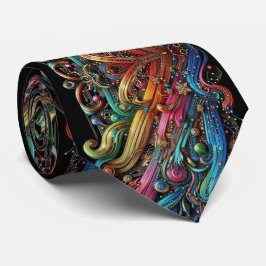 Gravata Art Nouveau Rainbow Circuit Board Necktie