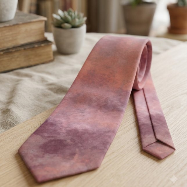 Gravata Arte Abstrata com Gradiente de Bege Etéreo e Pôr d (A soft mauve and sunset gradient abstract design. Perfect for the stylish, art-loving professional.)