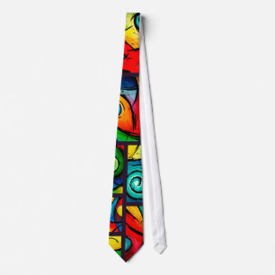 Gravata Arte abstrata Funky de Swirly