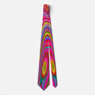 Gravata Arte Abstrata Groovy Amarela, Vermelha e Azul Trip