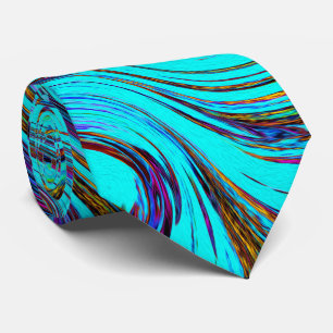 Gravata Arte Abstrata Retro Groovy Azul Aquático e Preto