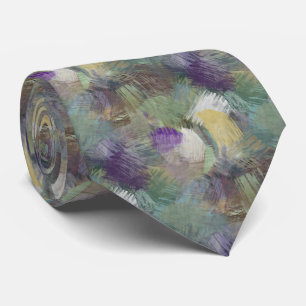 Gravata Arte Abstrata Roxo Chic Amarelo Verde Azul Turques