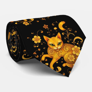 Gravata Arte Colorida Artística Nouveau Padrão de Gato