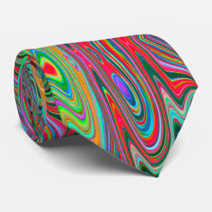 Gravata Arte de Abstrato azul, verde e vermelho trippy