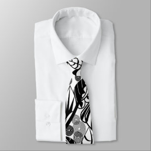 Gravata Arte de Moda Preta Branca