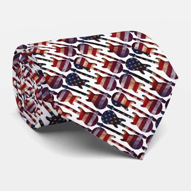 Gravata Arte de Violão de Bandeira Americana (Rolled)