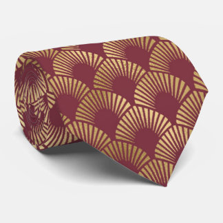 Gravata arte deco Padrão dourado borgonha