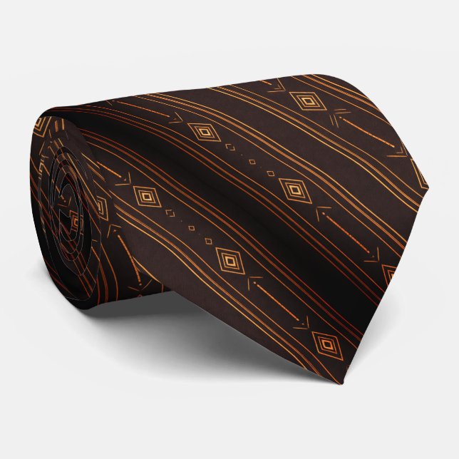 Gravata Arte Deco Preta e Dourada Seta (Rolled)