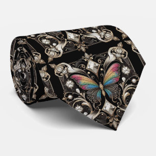 Gravata Arte Deco Retro Borboleta Arco-Íris Nouveau