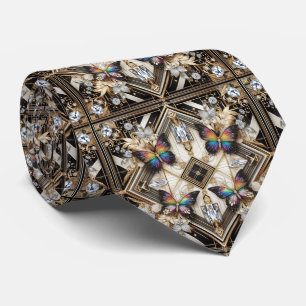 Gravata Arte Deco Retro Borboleta Arco-Íris Nouveau