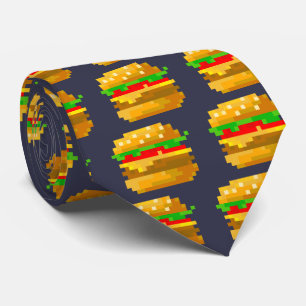 Gravata Arte em pixel rápida e colorida com burger de 8 bi