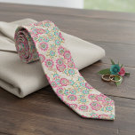 Gravata Arte Floral de Cerejeira Chic<br><div class="desc">Gravata única com um padrão de flores japonesas em rosa,  azul aqua,  verde turquesa,  bege taupe e verde. Design único,  bonito,  decorativo,  fashion e trendy para o noivo,  padrinho ou acompanhante do noivo em um casamento,  empresário profissional e sofisticado,  ou graduado.</div>