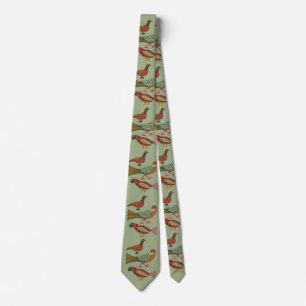 Gravata Arte Floral de Pássaros Folk Americano Vintage