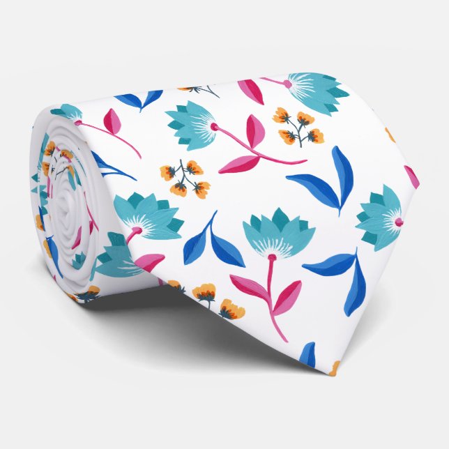 Gravata Arte Floral Popular Brilhante (Rolled)