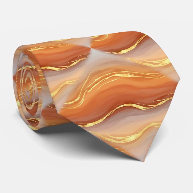 Gravata Arte Fluida Acentuada a Ouro - Mármore Siena (9) (Rolled)