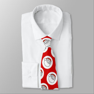 Gravata Arte Fofa de Rabiscos Natal Papai Noel Vermelho