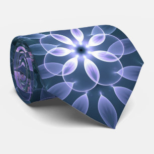 Gravata Arte fractal 3D abstrato padrão azul roxo rosa
