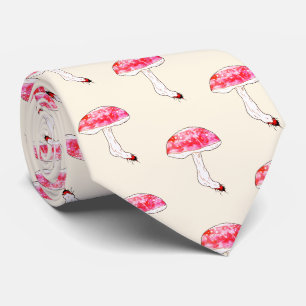 Gravata Arte Fúngico Pastel Cute de Cogumelo Rosa Desenhad