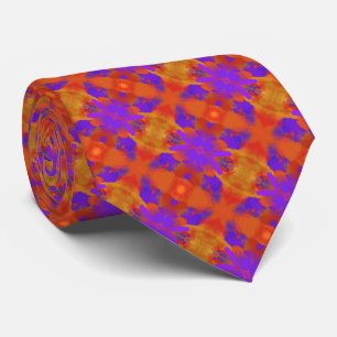 Gravata Arte Gráfica Abstrata Laranja Roxo E Vermelho Desi