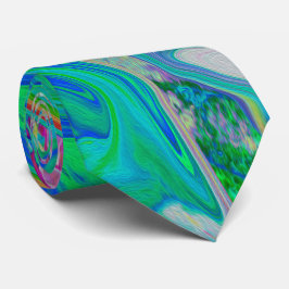 Gravata Arte líquida retrógrada com Abstrato colorida