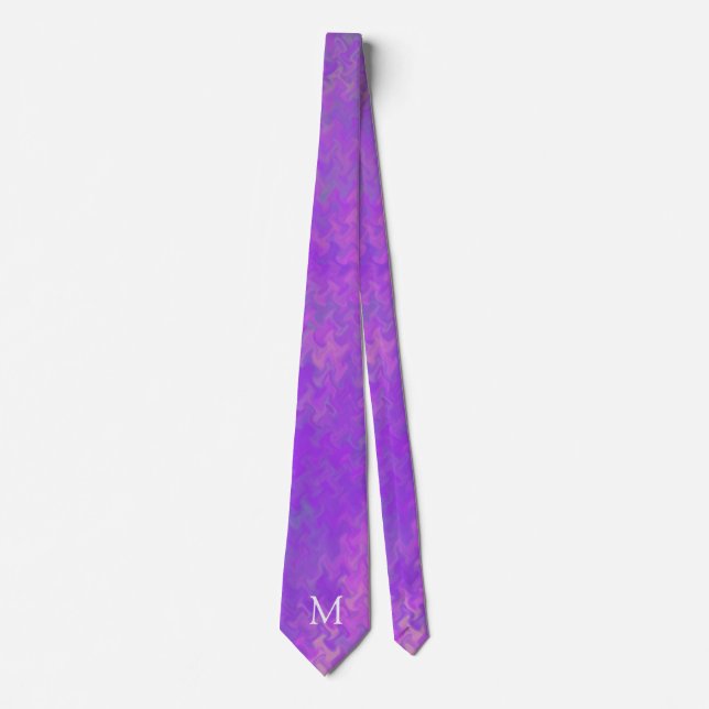Gravata Arte Violeta Monogramada Marmorizada (Frente)