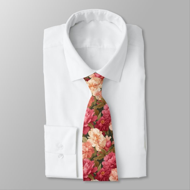 Gravata Artistic Graduation Gifts For Him Peonies Floral (Amarrado)