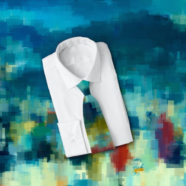 Gravata Artsy Winter Colors Modern Cubist Abstrato (Designer ties with my original artwork make unique gifts for anyone, even yourself! )