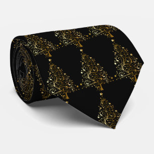 Gravata Árvore de Natal Dourado