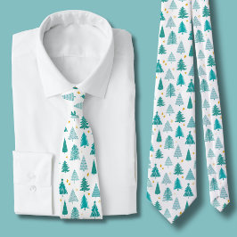 Gravata Árvore de Natal Floresta de Inverno Verde