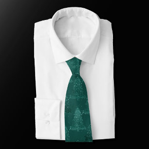Gravata Árvore de Natal Moody   Verde-Teal-Meia-Noite Escu