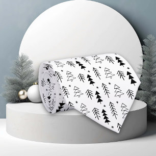 Gravata Árvore de Natal Preto Branco Férias
