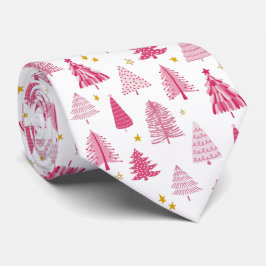 Gravata Árvore de Natal rosa das festas de Natal