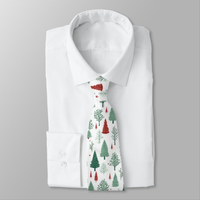 Gravata Árvores de Natal Boho Vermelhas e Verdes Feriado (Amarrado)