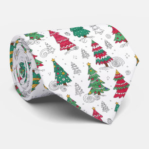 Gravata Árvores de Natal Caprichosas Desenhos Sazonais 
