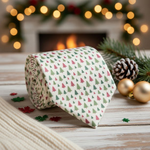 Gravata Árvores de Natal Cores Pastel