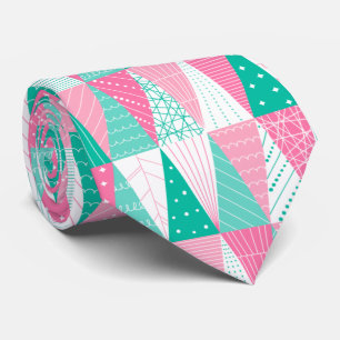 Gravata Árvores de Natal Mínimas, Rosa e Teal