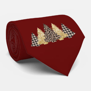Gravata Árvores de Natal Xadrez Búfalo Guepardo Leopardo H